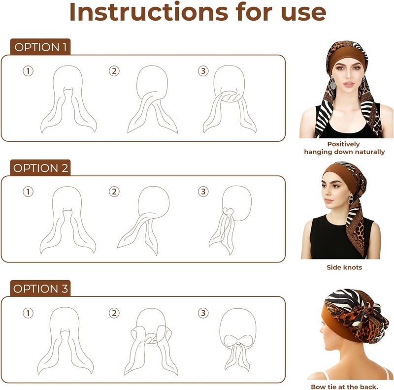FADACHY Chemo Headwear for Women,Chemo Caps Lightweight for Summer with Head Scarf,Silky Soft Hair Turbans Fashion - Image 5